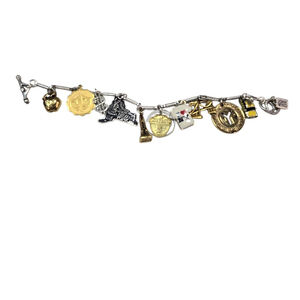 JOHN WIND Charm Bracelet New York City Collectible Silvertone Goldtone Enamel